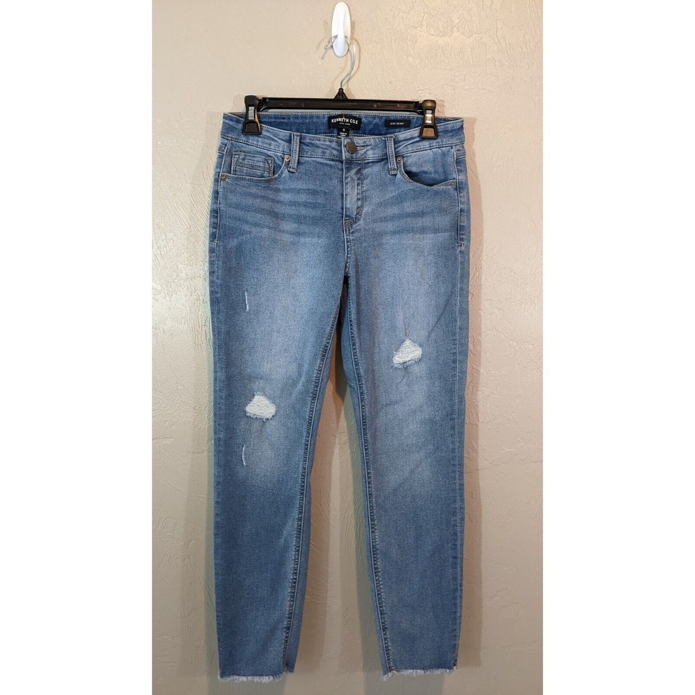 Kenneth Cole Womens 6 Light Wash Distressed Jess Skinny Jeans